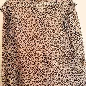Leopard Print Sheer Blouse